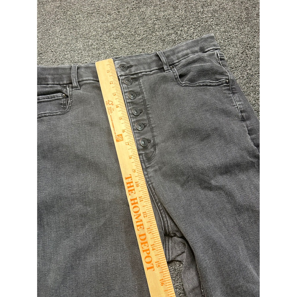 American Eagle Curvy Highest Rise Flare Jeans Gray Womens 18 Button Fly Boho - Picture 4 of 9
